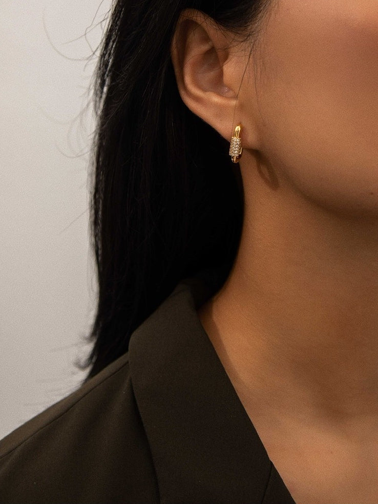 Square French Style Pierced Earrings_BDHL8014