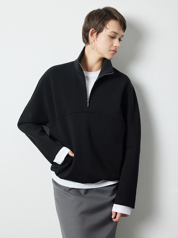 Stand-Up Collar Zip-Up Sweatshirt_BDHL6503