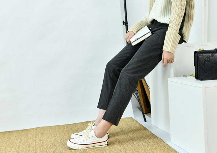 Straight cropped casual pants_BDHL5357