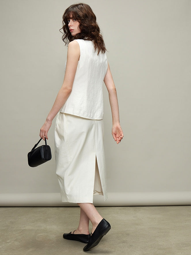 Bud Pleated Skirt or Round Neck Vest_BDHL6331