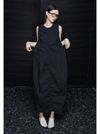 Shirred Balloon Summer Sleeveless Dress_BDHL5934