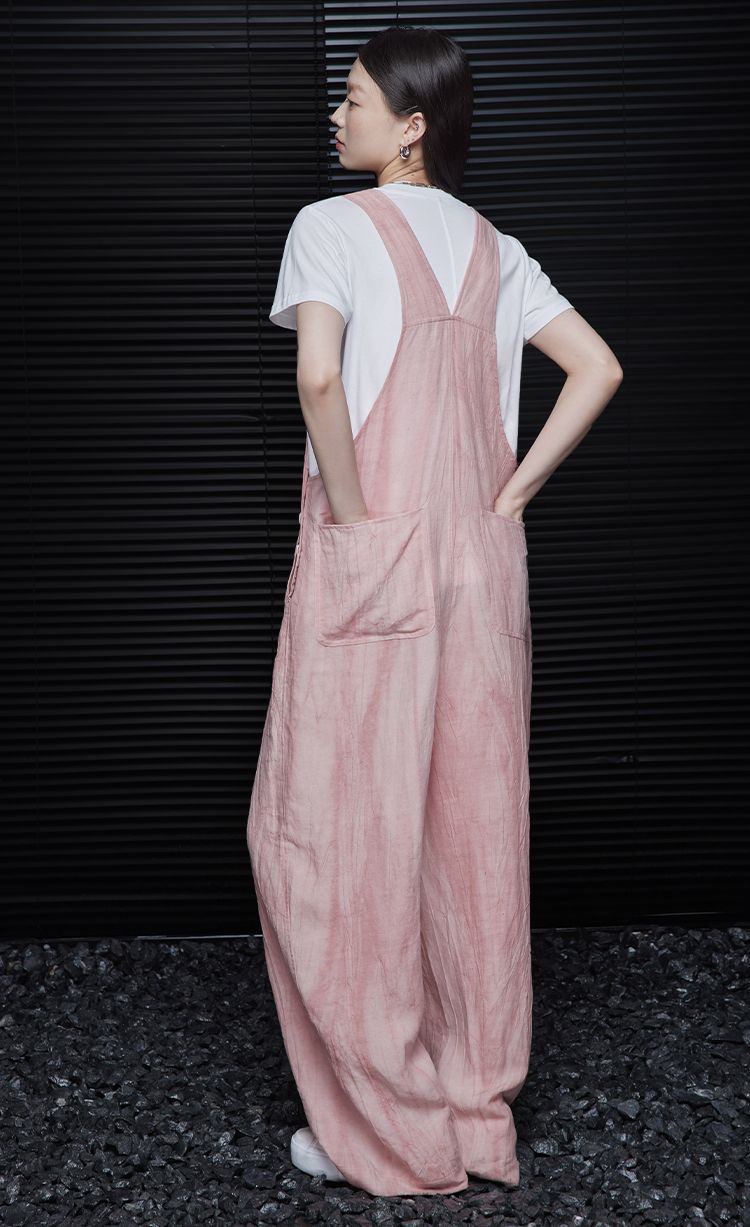 Retro Design Pink Thin Overalls_BDHL6025 