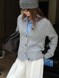 Retro Twisted Knit Cardigan_BDHL6529