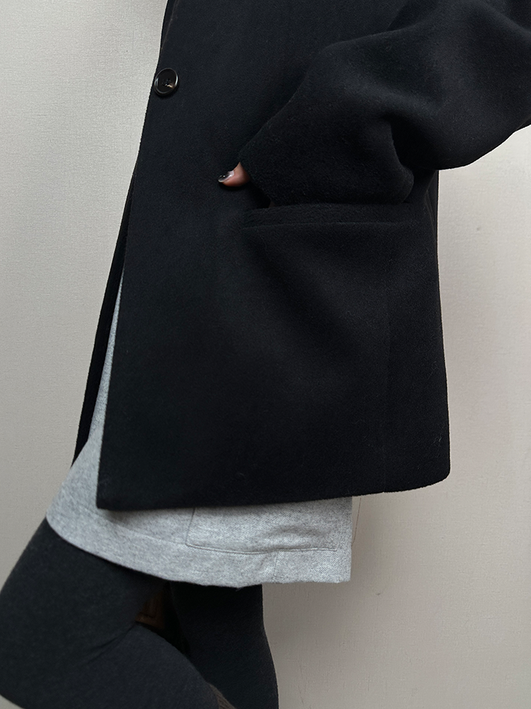 Loose Small V-Neck Coat_BDHL6795