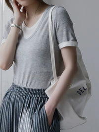 Soft Crew Neck Fake Two-Piece Knit Tee_BDHL7313
