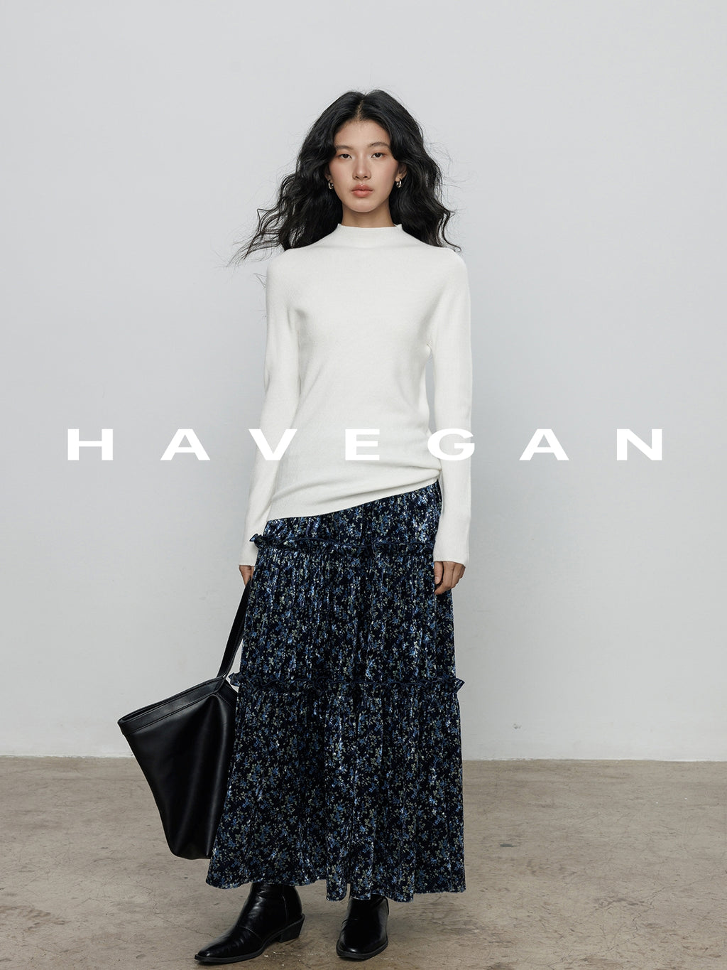 Retro Floral Print A-Line Skirt_BDHL7897