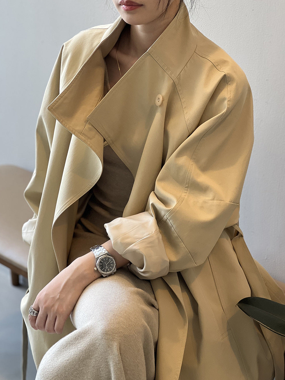 Retro Stand Collar Trench Coat_BDHL7126