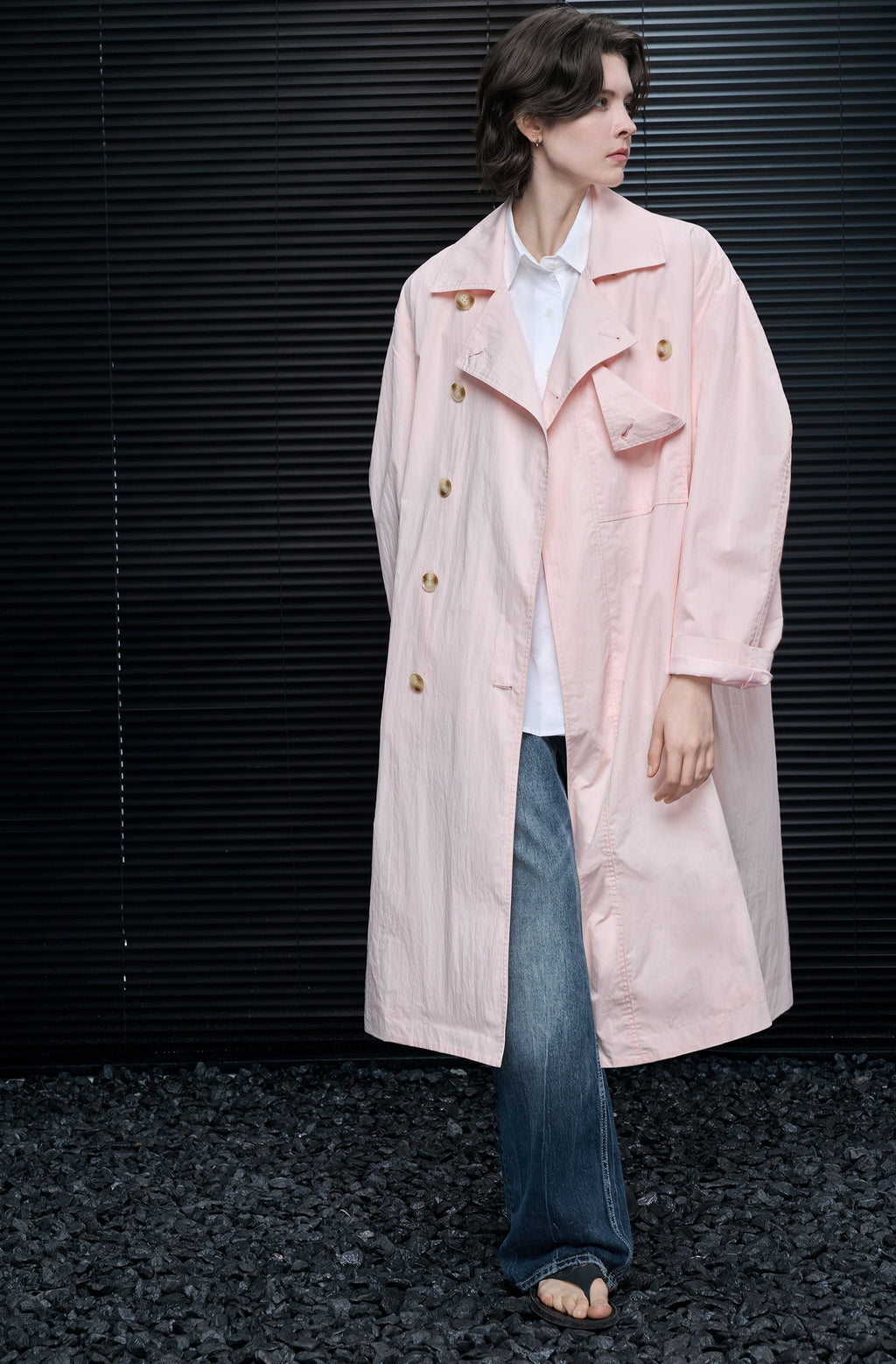 Pink Long Trench Coat_BDHL8175