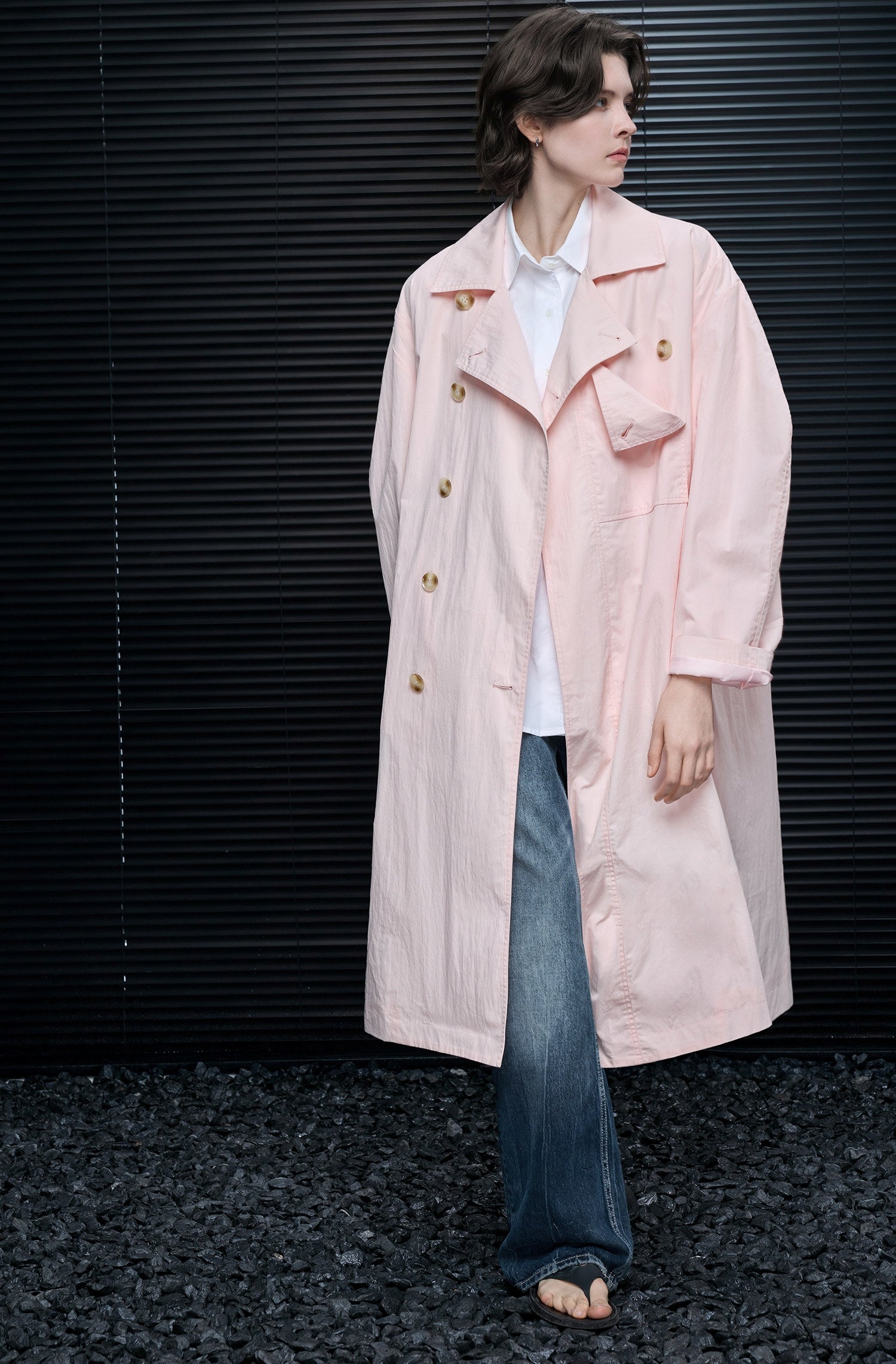 Pink Long Trench Coat_BDHL8175