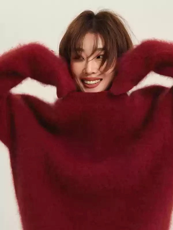 Fluffy Round Neck Sweater_BDHL6831