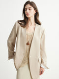 Collarless V-Neck Suit Jacket_BDHL6949