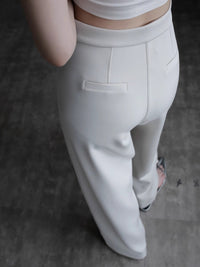 High-waisted slim draped Pants_BDHL7419