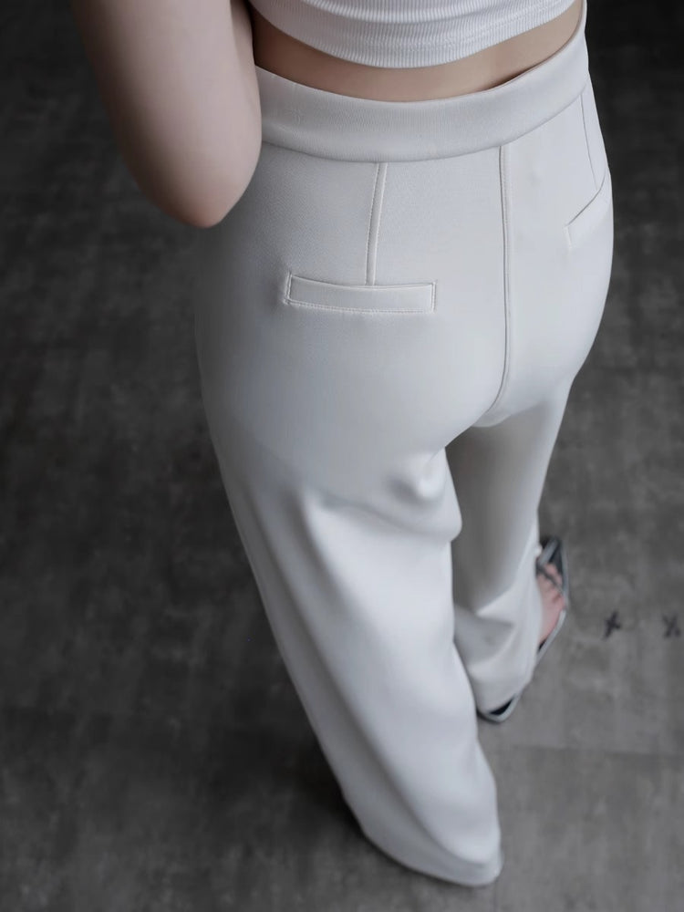 High-waisted slim draped Pants_BDHL7419