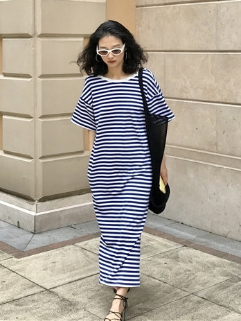 Backless Striped Sleeveless Dress_BDHL7548