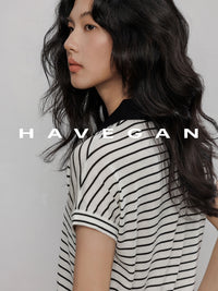 Polo Collar Border Tops_BDHL7232