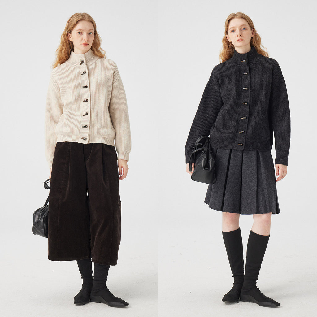 立領羅紋針織開襟衫_BDHL8117