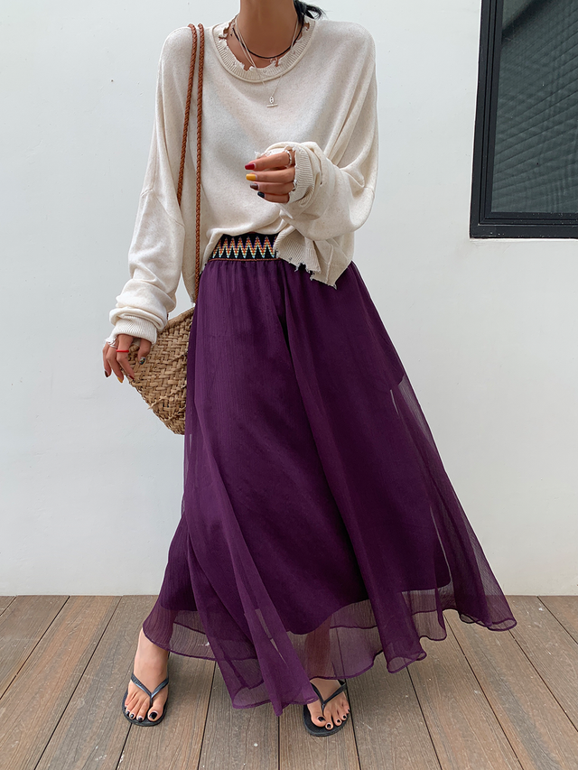 Ethnic Style Draped Long Skirt_BDHL6133