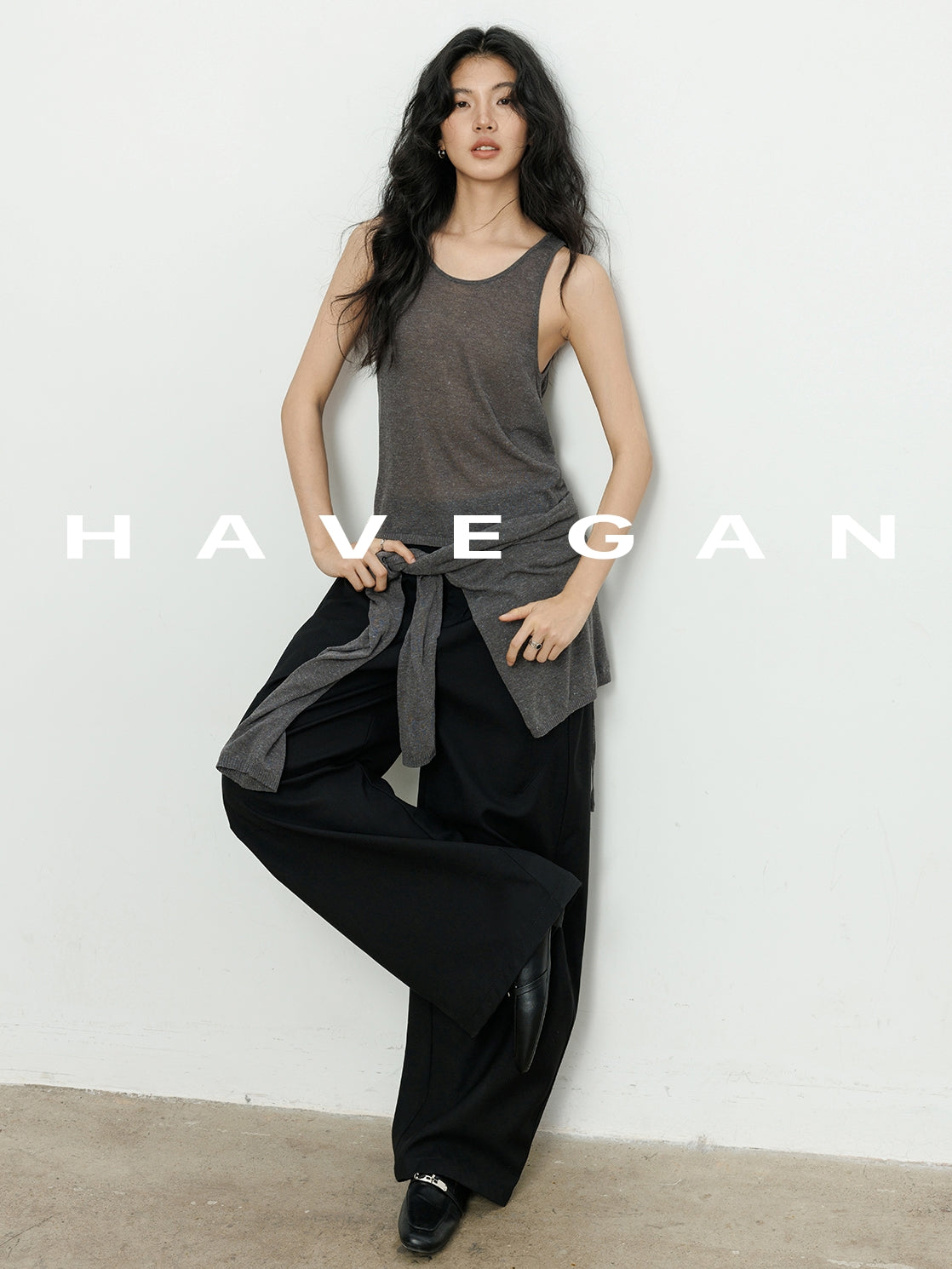 Sheer Blouse And Vest Set_BDHL7054