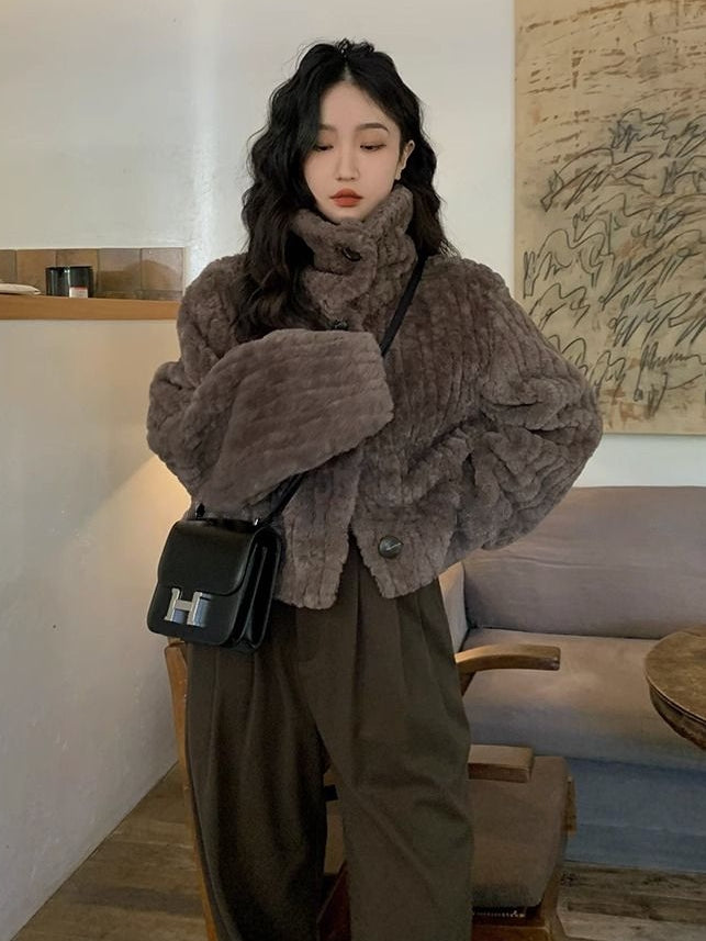 Stand-Collar Thick Short Coat_BDHL7822