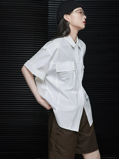 Cotton Linen Short-Sleeved Shirt_BDHL6035