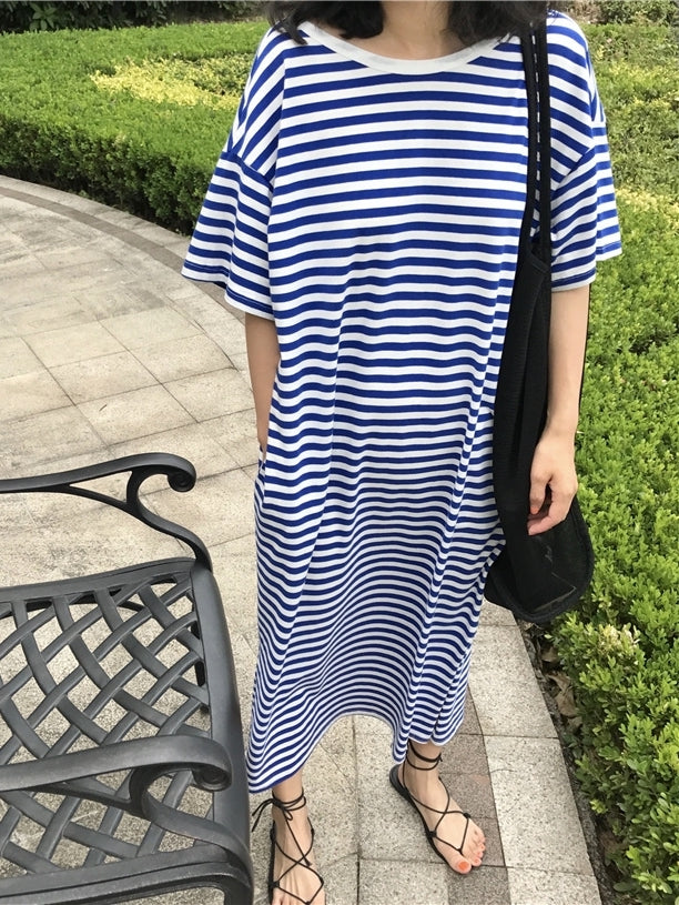 Backless Striped Sleeveless Dress_BDHL7548