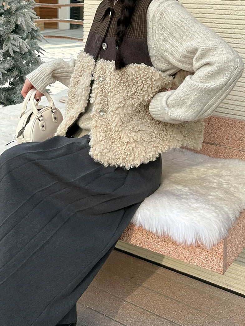 撞色毛絨背心_BDHL8087