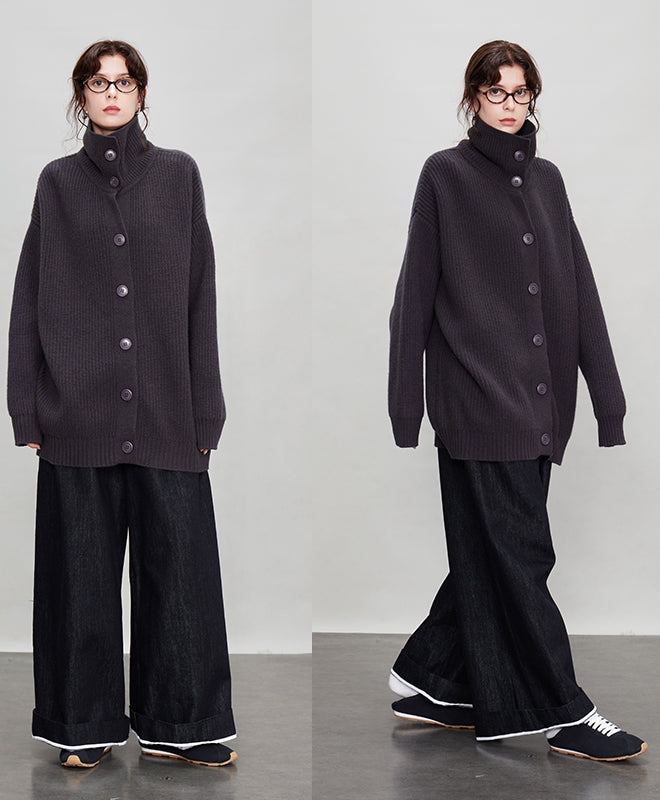 厚針織長版翻領開襟衫_BDHL7942