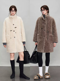 Stand Collar Thick Fur Long Jacket_BDHL6924