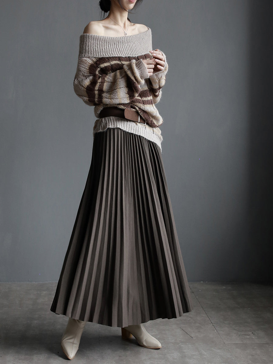 High-Waisted Pleated Maxi Skirt_BDHL7931