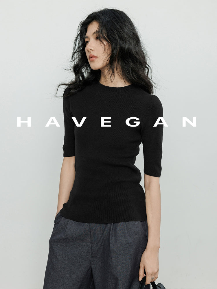 High Neck Slim Knit Tops_BDHL7230