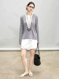 Splicing Collar Two-Piece Style Tops_BDHL7275