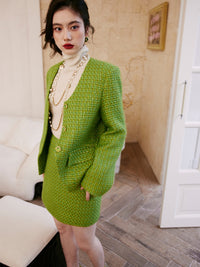 Green Tweed Jacket Or Skirt_BDHL6842