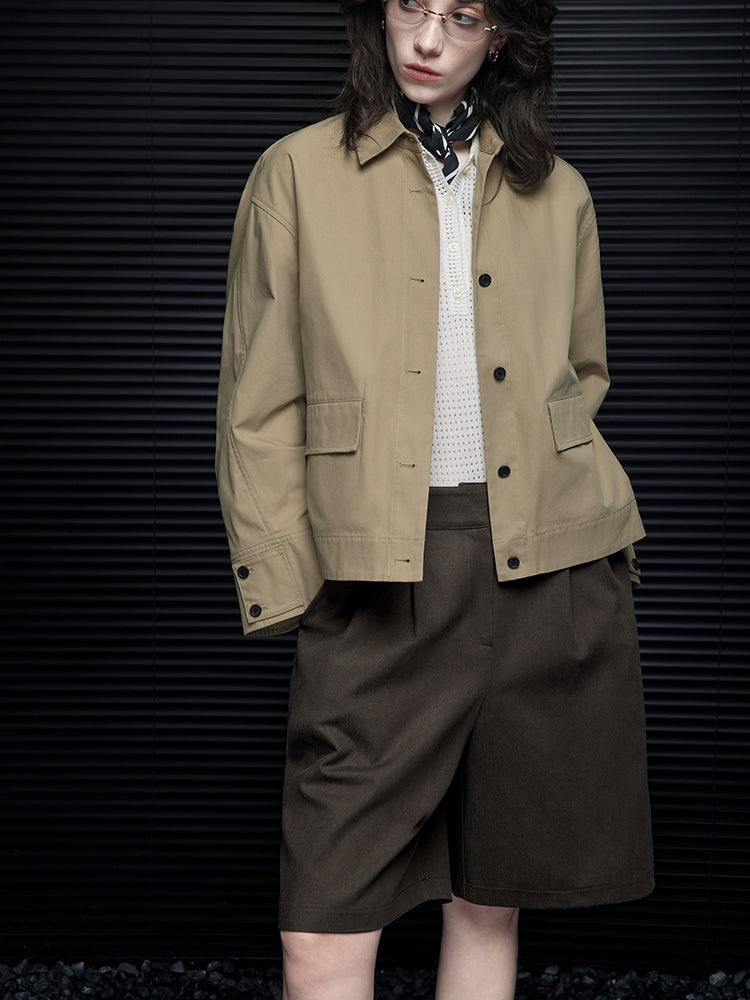 Khaki Short Work Jacket_BDHL6977