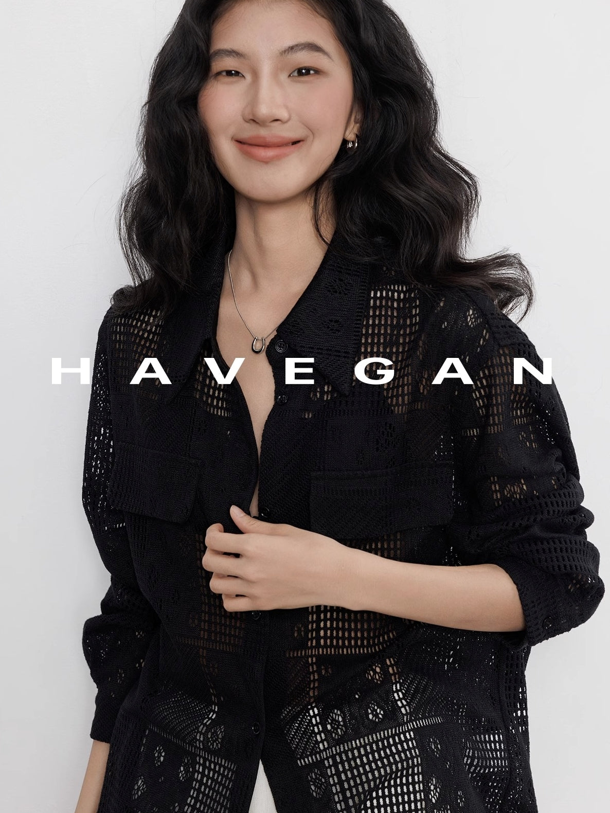 Hollow Lace Knitted Shirt Jacket_BDHL7367