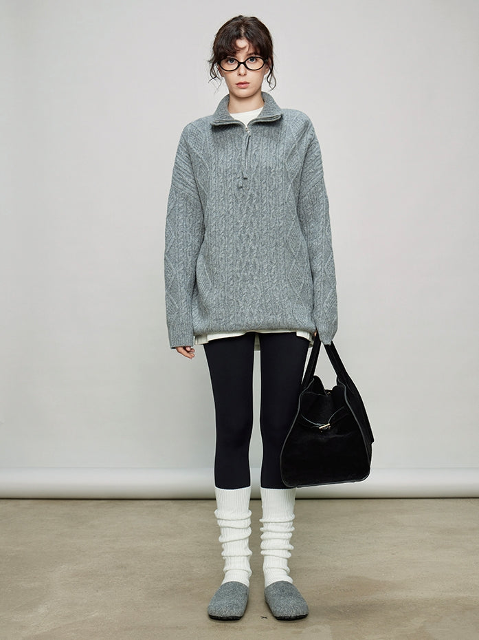 Stand Collar Half-Zip Tops_BDHL7936