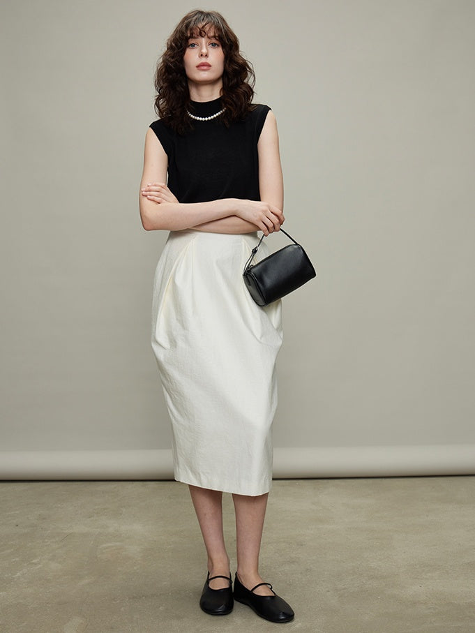 Bud Pleated Skirt &amp; Round Neck Vest_BDHL6331