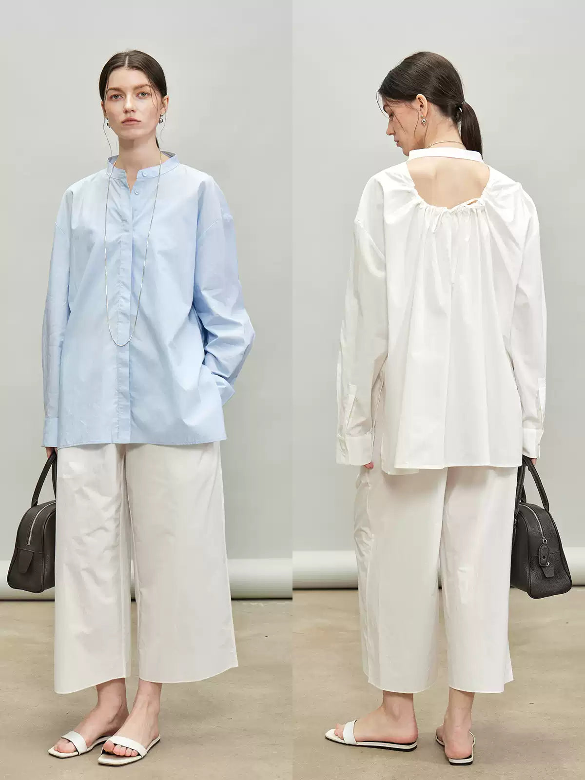 Back Drawstring Pleated Tops_BDHL7335