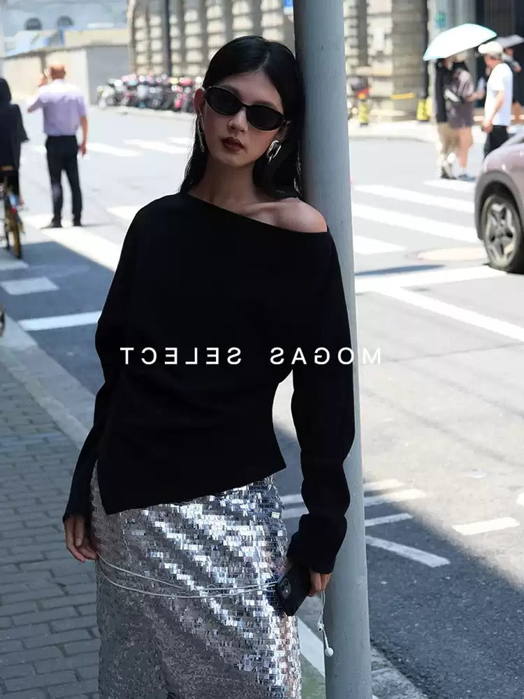 Asymmetric Off-Shoulder Tops_BDHL7109