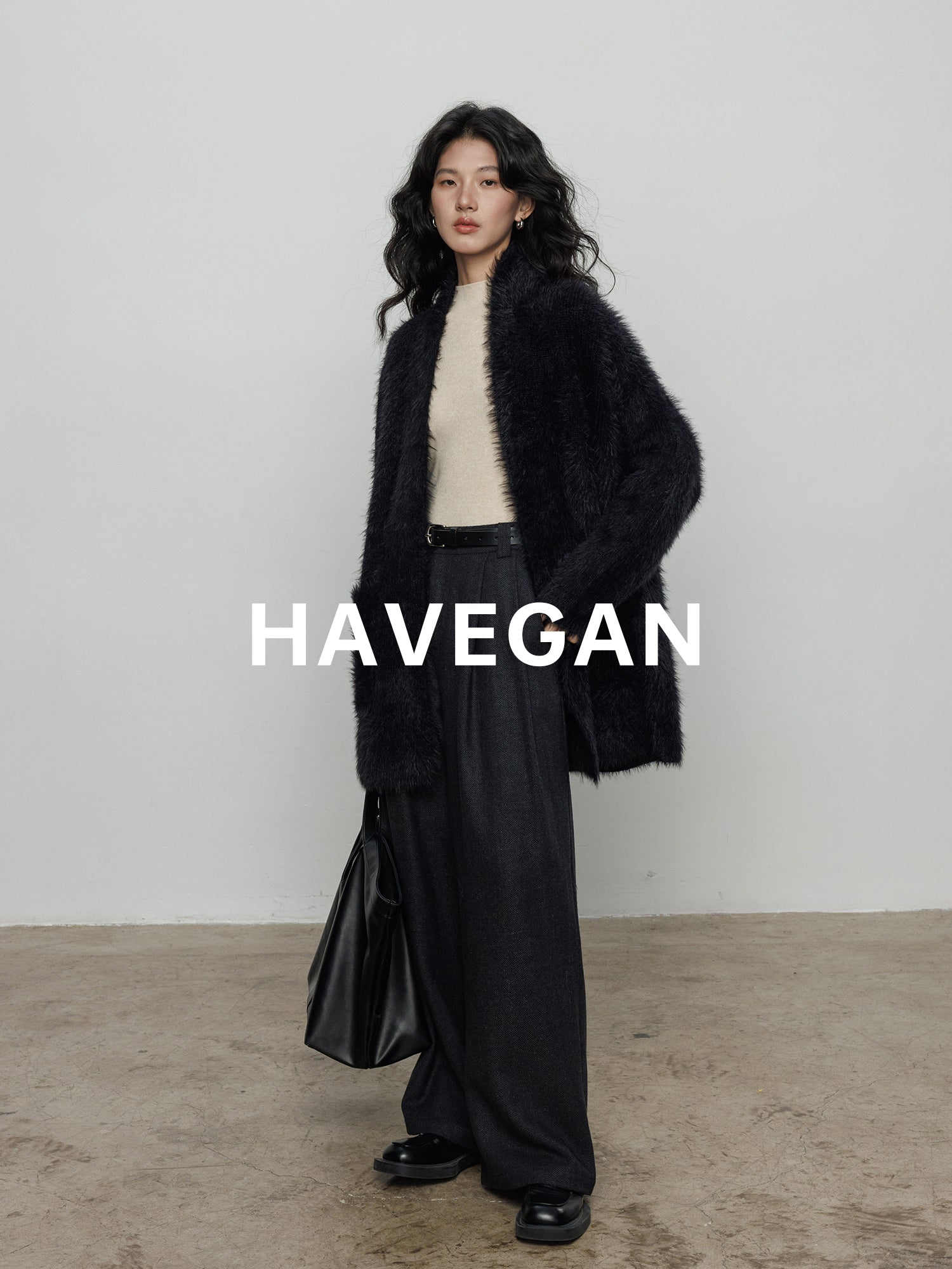 無領抓絨長版開襟衫_BDHL7971