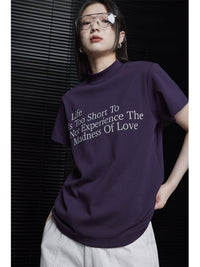 Moment purple short sleeve t-shirt women summer 2024 new shoulder unique beautiful young people high end wide 