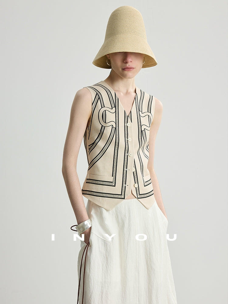 Printed Slim Vest Or Casual Pants_BDHL7485