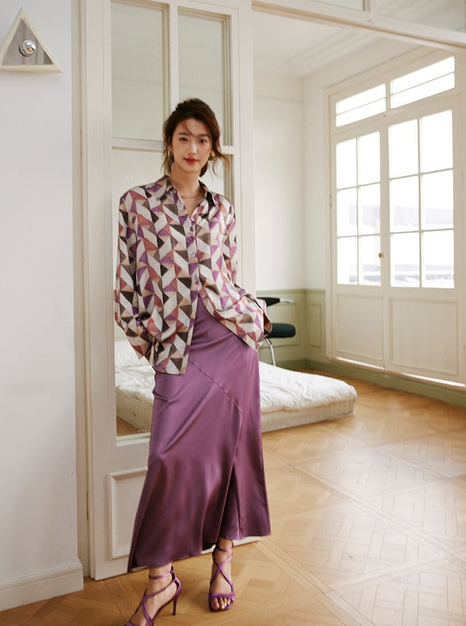 Purple Slim Long Skirt_BDHL6014