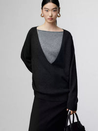 Round Neck Splice Knit_BDHL6518