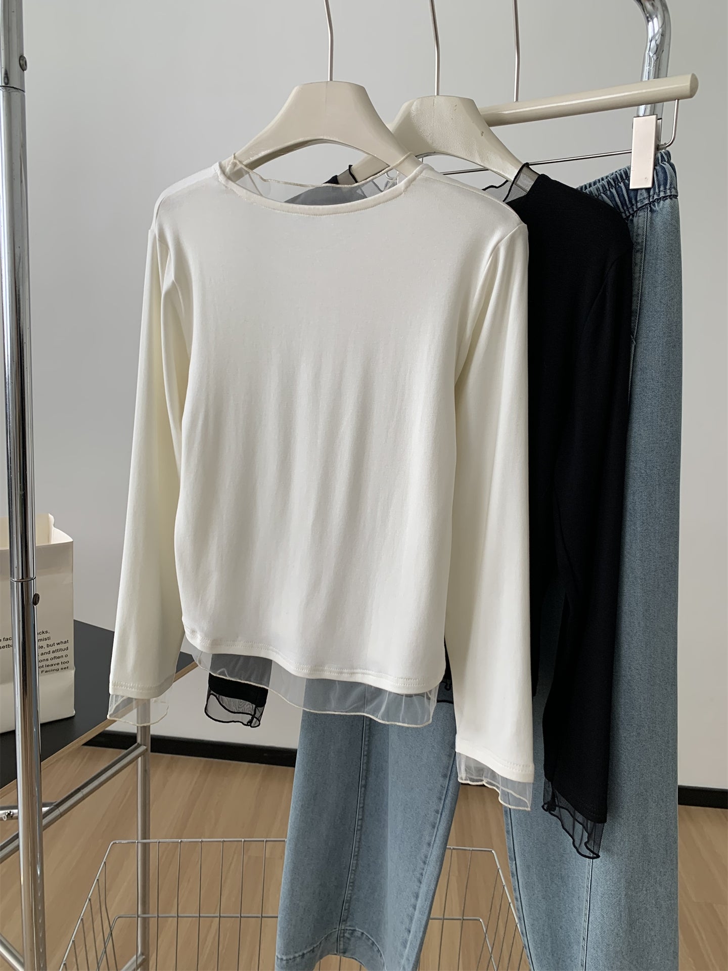 Mesh Round Neck Tops_BDHL8013