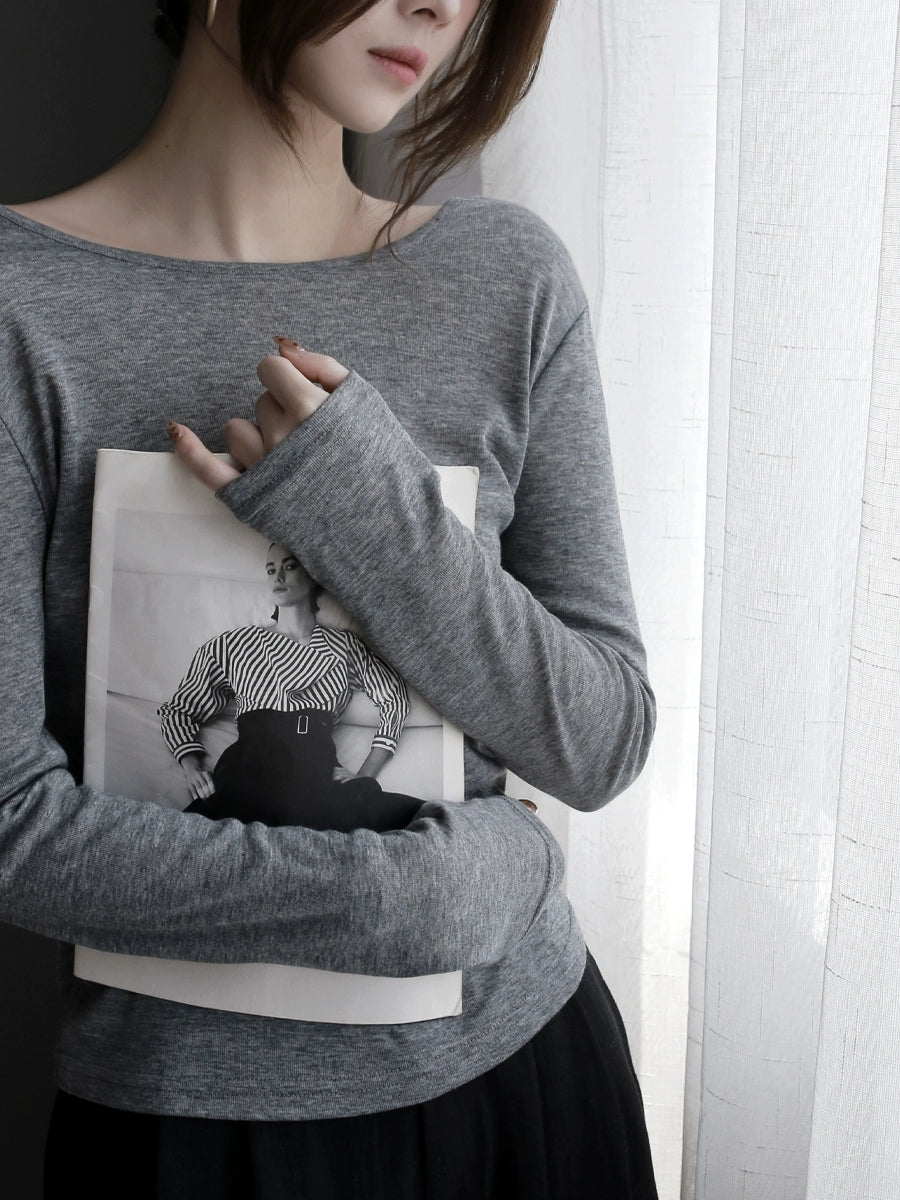 Slim Fit Mesh Stitch Long Sleeve Base Top_BDHL7308