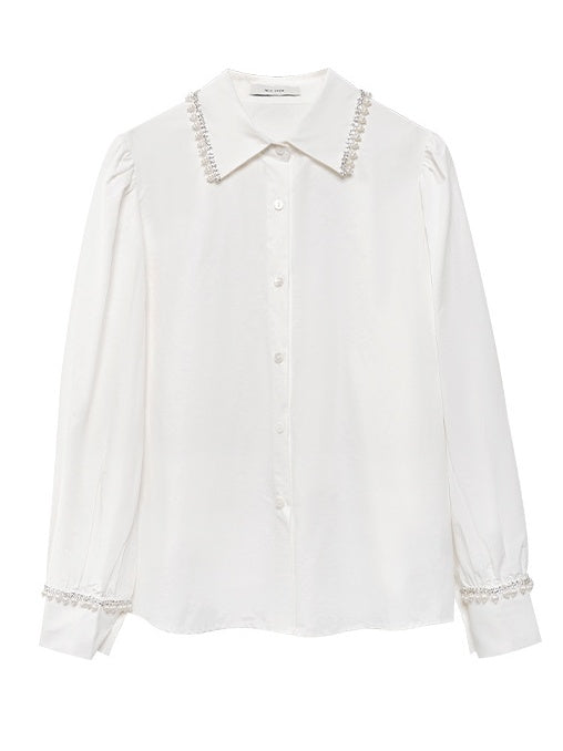 Pearl Polo Collar White Shirt_BDHL6460