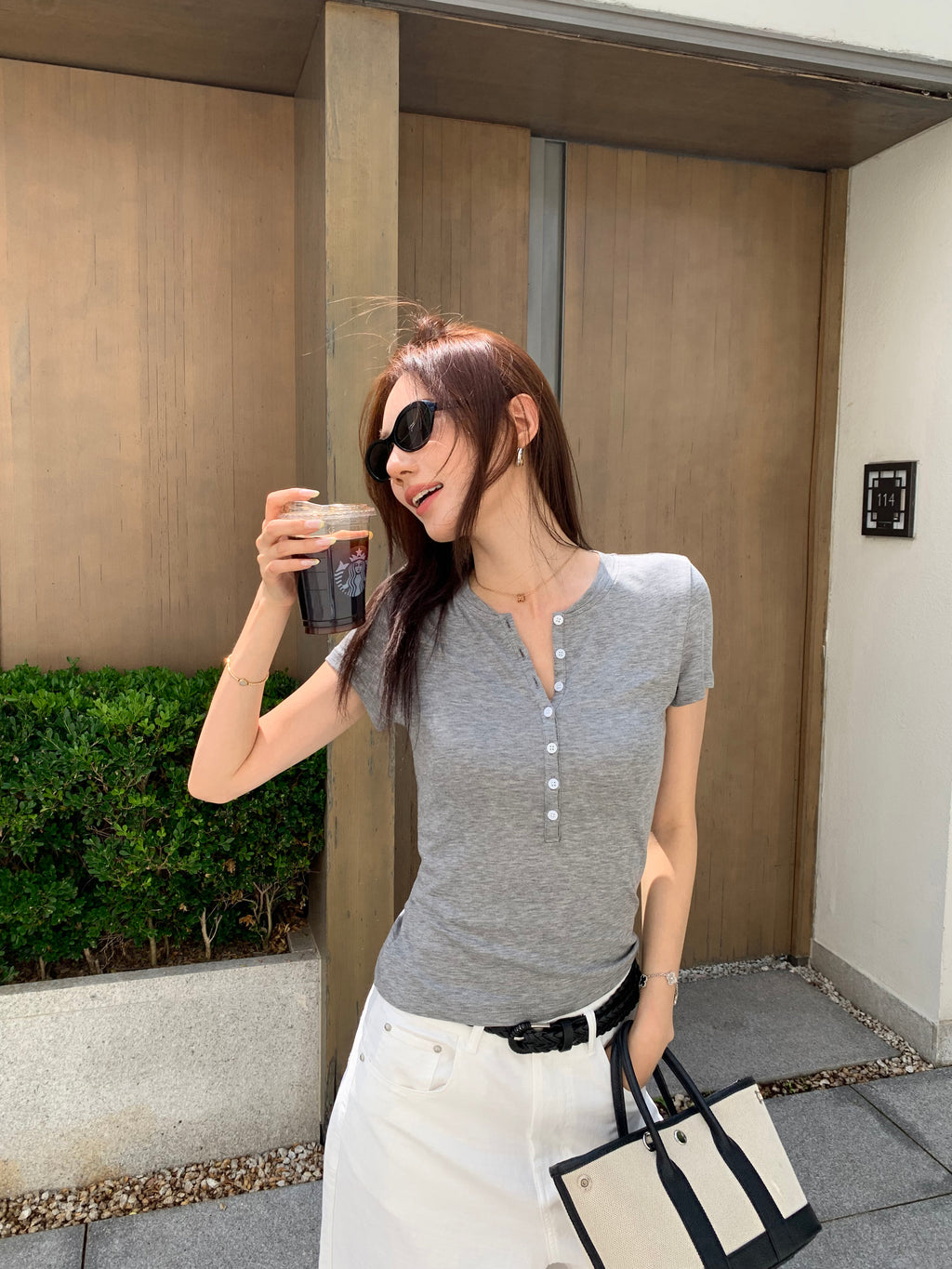 Tencel Henley Slim Short-Sleeve Top_BDHL8336
