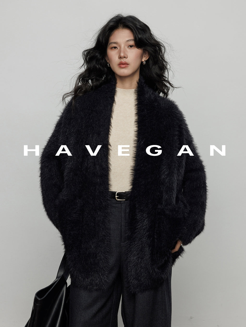 無領抓絨長版開襟衫_BDHL7971