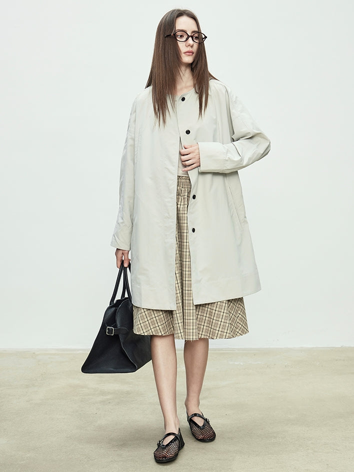 Collarless Long Windbreaker_BDHL7102