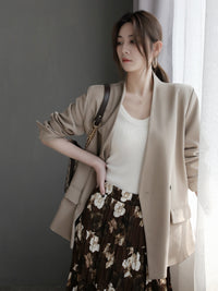 Collarless Slim Suit Jacket_BDHL7260